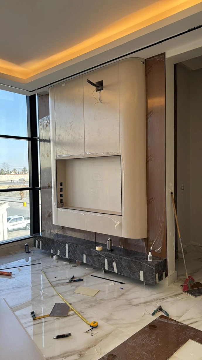 ديكوار شاشة جبس تلبيس بديل الشيبورد وبديل رخام